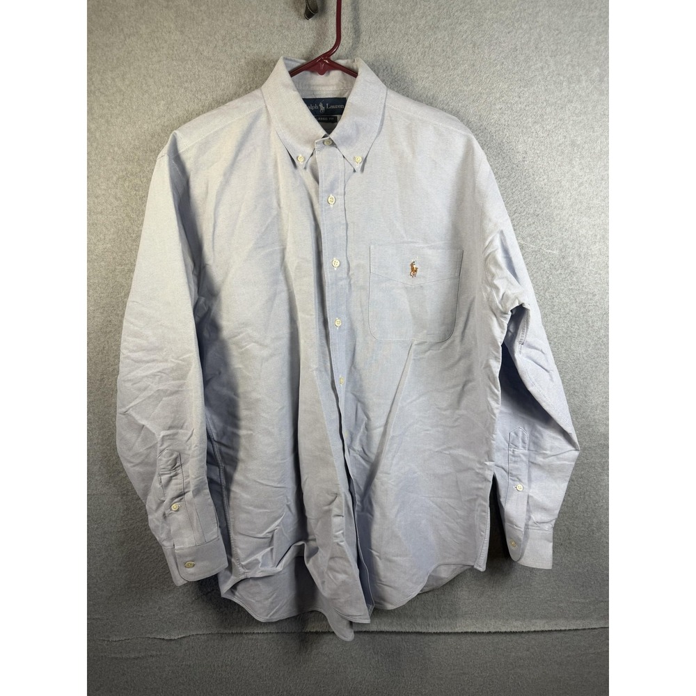 Ralph Lauren Shirt Mens Medium Blue Solid Classic Fit Button Down Long Sleeve